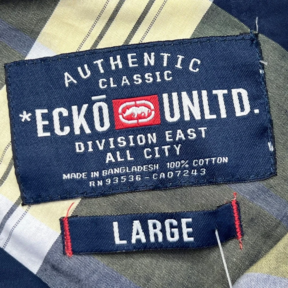 Y2k Ecko Unltd Shirt Mens Large Plaid East to West Woven Short Sleeve Skate BNWT